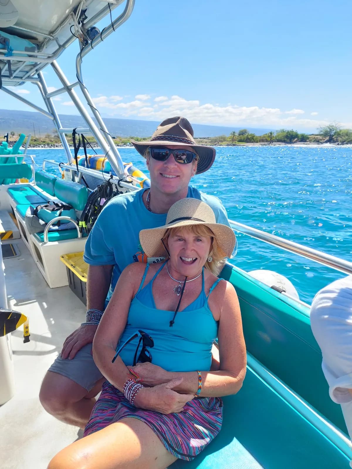 Gray and Victoria on a boat