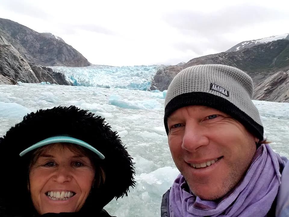 Gray and Victoria outdoors