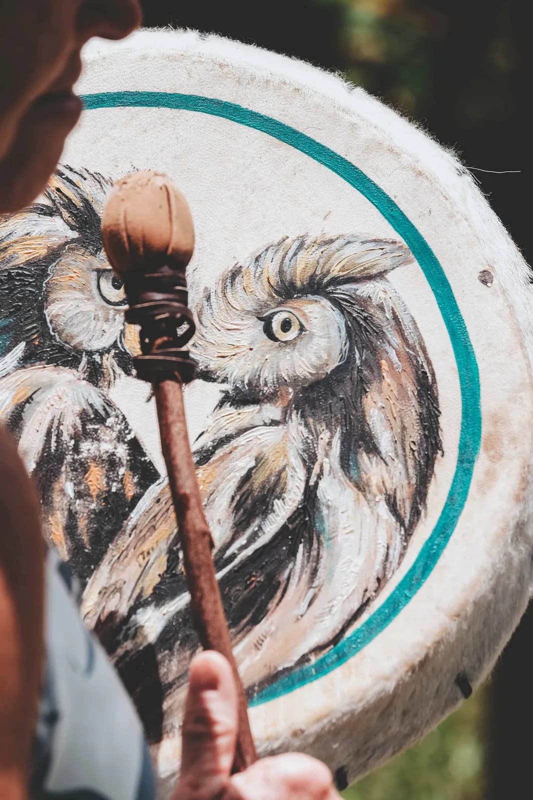 Eagle artwork and ceremonial staff